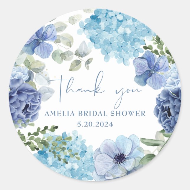 Etwas Blau bevor ich Hydrangea-Brautparty Runder Aufkleber (Vorderseite)