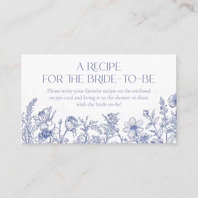 Etwas Blau, bevor ich Rezept für die Braut. Begleitkarte (Vorderseite)