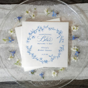 Etwas Blau Französischer Toile-Kranz Junggesellinn Serviette