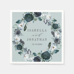 Etwas Blau Hochzeit mit Blumenkranz Custom Serviette
