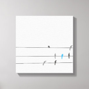 Etwas Blau   Simplistic Bird Sky Painting Leinwanddruck