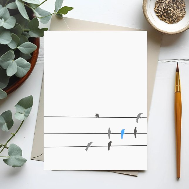 Etwas Blau | Simplistic Bird Sky Painting Postkarte (Von Creator hochgeladen)