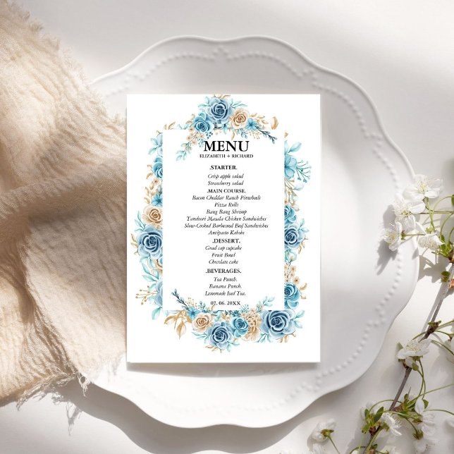 Etwas Blau Vor dem Duschen Brautparty Menükarte (Von Creator hochgeladen)