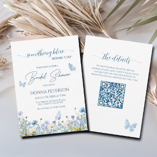 Etwas Blau vor dem QR-Code-Brautparty "I do" Einladung