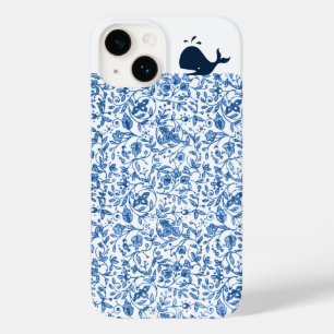 Etwas Blau Wal Vintage Blumenmuster Doodle Case-Mate iPhone 14 Hülle
