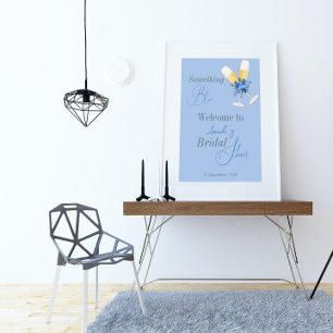 Etwas Blau Wasserfarbe Floral Brautparty Banner