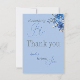 Etwas Blau Wasserfarbe Floral Brautparty Dankeskarte