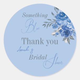 Etwas Blau Wasserfarbe Floral Brautparty Runder Aufkleber