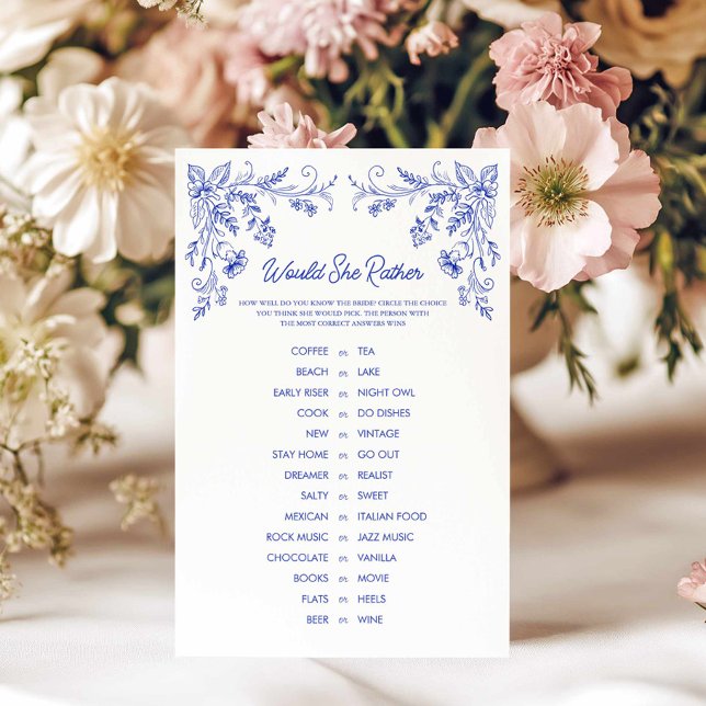 Etwas Blau würde sie eher Duschspiel (Would she rather blue bridal shower game)