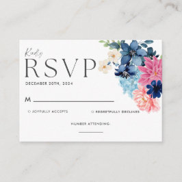 Etwas blaue Aquarellblütenkarte Hochzeitskarte Rsv Begleitkarte