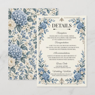 Etwas Blaue Vintage-Erbstück-Hochzeitsdetails Begleitkarte