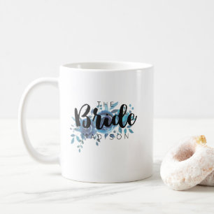 Etwas Blaue Wasserfarbe Rose Hochzeit Braut Kaffeetasse