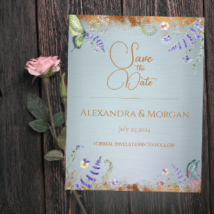Etwas Blaue Wildblume Save the Date Postkarte