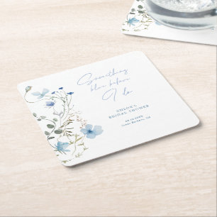 Etwas Blaue Wildblumen-Brautparty Rechteckiger Pappuntersetzer