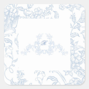 Etwas Blaue Wildblumen-Hochzeitsduscheinladung Quadratischer Aufkleber