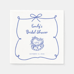 Etwas Blauer Handgezeichneter Whimsikkuchen Serviette