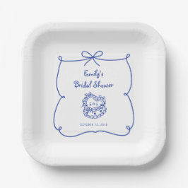 Etwas Blauer Whimsikaler Handgezeichneter Kuchen Pappteller