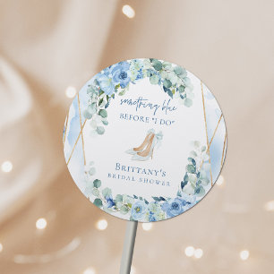 Etwas Blaues, bevor ich Blumige Hochzeitsfeier mac Runder Aufkleber