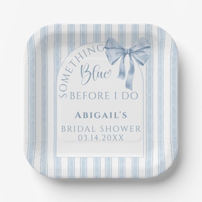 Etwas Blaues, bevor ich den Bogen mache Pappteller (Vorderseite)