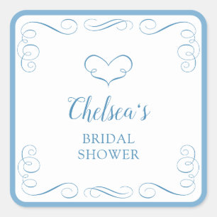 Etwas Blaues, bevor ich eine elegante Bridal Showe Quadratischer Aufkleber