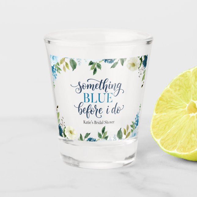 Etwas Blaues bevor ich Navy Floral mache Schnapsglas (Vorderseite)