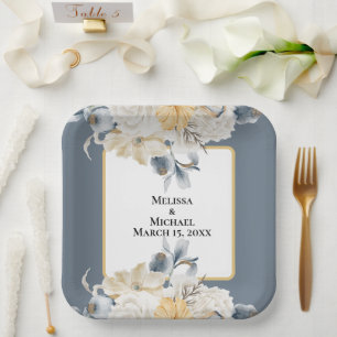 ETWAS BLAUES BLUE FLORAL WEDING on BLAUE Pappteller