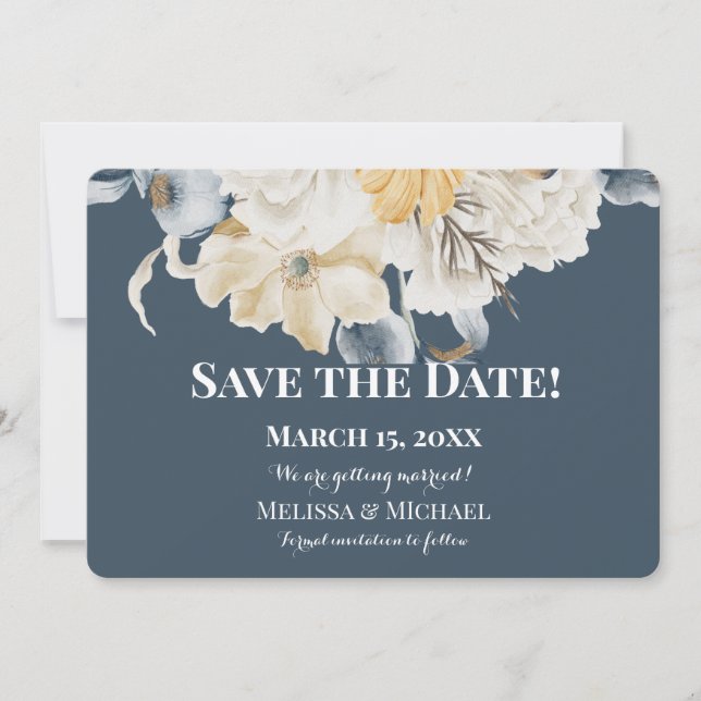 ETWAS BLAUES-BLUES- Horizontales WEDDING Save The Date (Vorderseite)