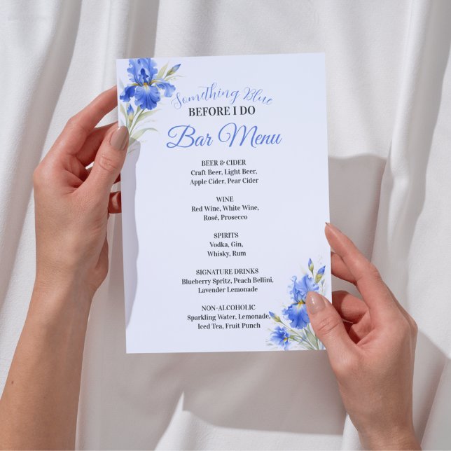 Etwas Blaues Brautparty-Bar-Menü (Something Blue Bridal Shower Bar Menu
)