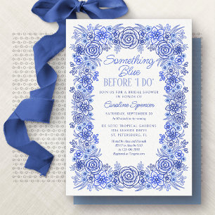 Etwas Blaues Chinoiserie Florales Brautbad Einladung