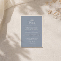 Etwas Blaues Dusty Blue Hochzeitsdetails Karte