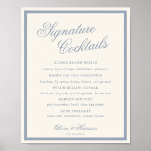 Etwas Blaues Dusty Blue Signature-Drinks-Schild Poster