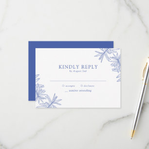 Etwas Blaues Elegantes Minimalistisch Botanisches RSVP Karte
