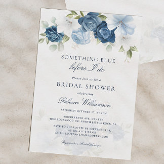 Etwas blaues Floral, bevor ich Brautparty mache Einladung