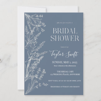 Etwas Blaues Florales Brautbad Einladung