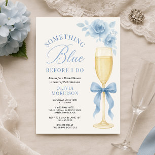 Etwas Blaues Florales Coquette-Bogen Hochzeitsdusc Einladung