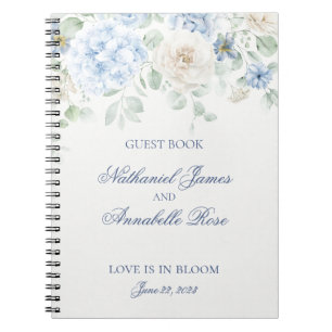 Etwas Blaues Florales Hydrangeen-Hochzeitsgästebuc Notizblock
