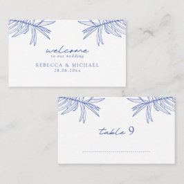 Etwas Blaues Handgezeichnetes botanisches Flat Platzkarte