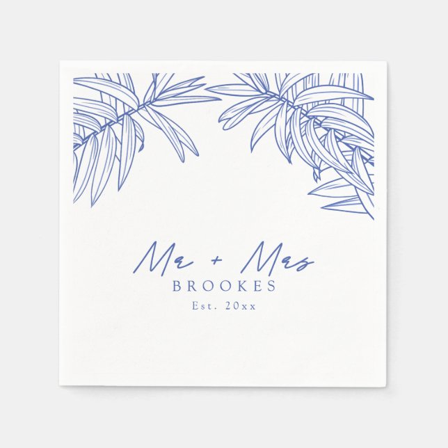 Etwas Blaues Handgezeichnetes botanisches Serviette (Vorderseite)