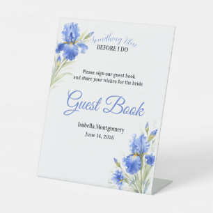 Etwas Blaues Hochzeitsdusche Gästebuch Zeichen Sockelschild