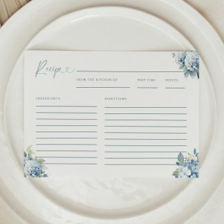 Etwas Blaues Hydrangea Brautparty Rezeptkarte Begleitkarte