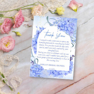 Etwas blaues Hydrangeas elegantes Brautparty Dankeskarte