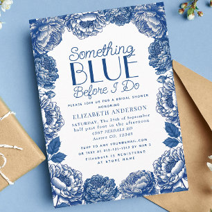 Etwas Blaues Toile De Jouy Florales Brautbad Einladung