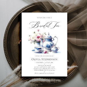 Etwas Blaues Toile Florales Chic Braut-Tea-Shower Einladung