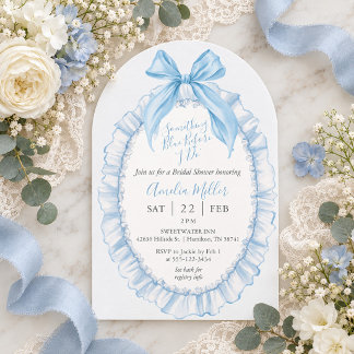 Etwas Blaues Vintage-Bogen und Spitze Brautparty Einladung