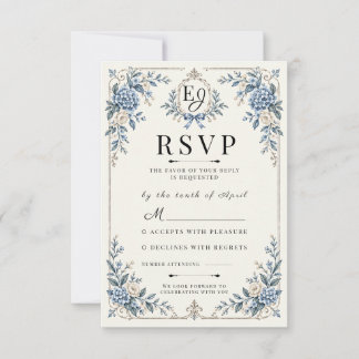 Etwas Blaues Vintage-Erbstück Hochzeits-RSVP RSVP Karte