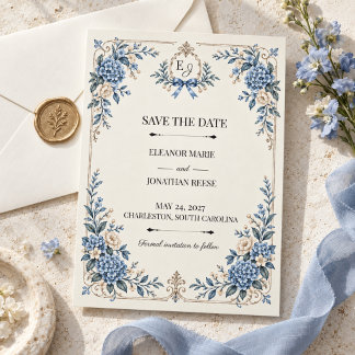 Etwas Blaues Vintage-Erbstück Save the Date