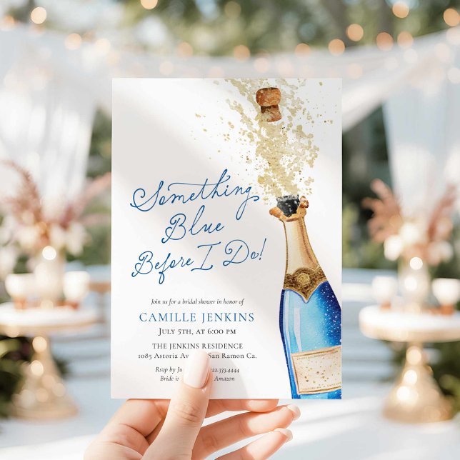Etwas Blaues vor dem Brunch Brautjungfernabschied Einladung (Something Blue Before I do! Champagne Bridal Brunch Invitation)
