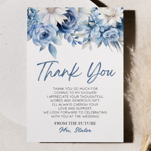 Etwas Blaues vor der floralen Hochzeitsfeier Dankeskarte