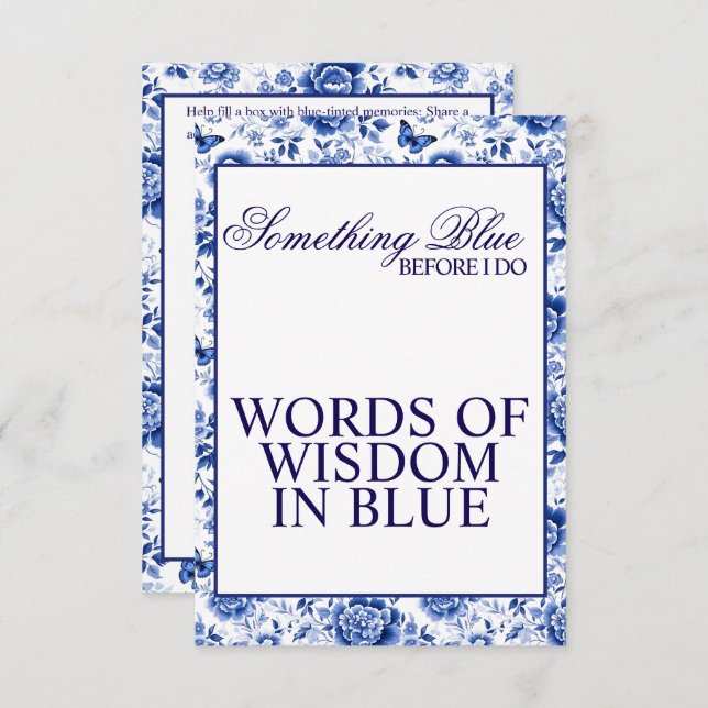 Etwas Blaues vor der Hochzeit: Florale Brautparty  Begleitkarte (Vorne/Hinten)