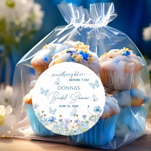 Etwas Blaues vor 'Ja, ich will' Florale Hochzeitsd Runder Aufkleber